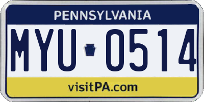PA license plate MYU0514