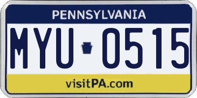PA license plate MYU0515