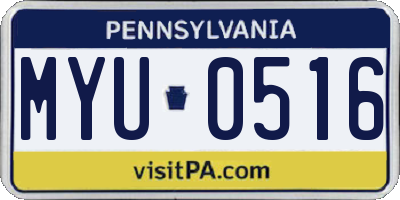 PA license plate MYU0516