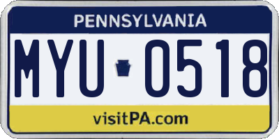 PA license plate MYU0518