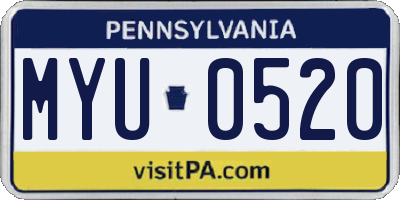PA license plate MYU0520