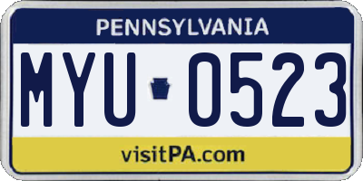 PA license plate MYU0523