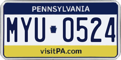 PA license plate MYU0524