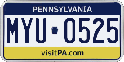 PA license plate MYU0525
