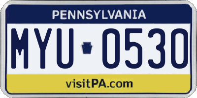 PA license plate MYU0530
