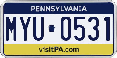 PA license plate MYU0531