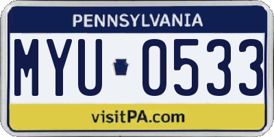 PA license plate MYU0533