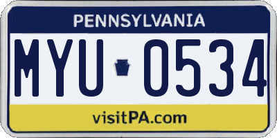 PA license plate MYU0534