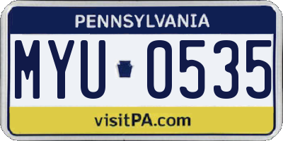 PA license plate MYU0535