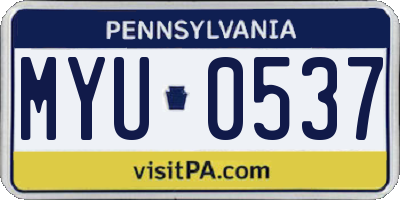 PA license plate MYU0537