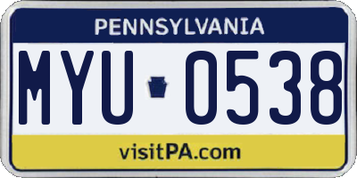 PA license plate MYU0538