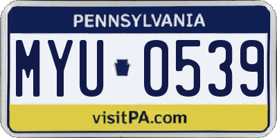 PA license plate MYU0539