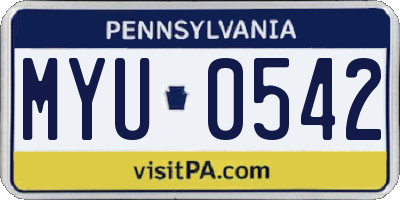 PA license plate MYU0542