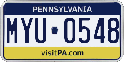 PA license plate MYU0548
