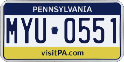 PA license plate MYU0551