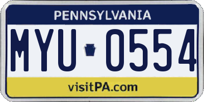 PA license plate MYU0554