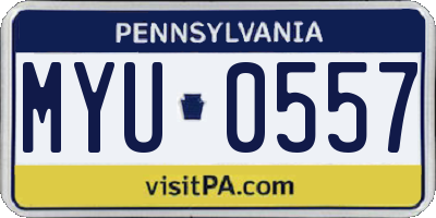 PA license plate MYU0557