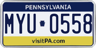 PA license plate MYU0558