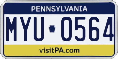 PA license plate MYU0564