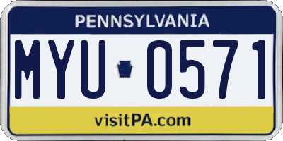 PA license plate MYU0571