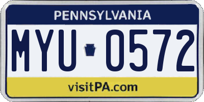 PA license plate MYU0572