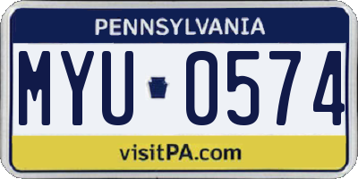 PA license plate MYU0574