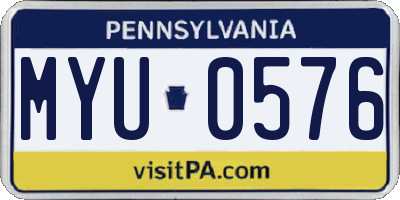 PA license plate MYU0576