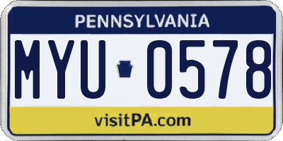 PA license plate MYU0578