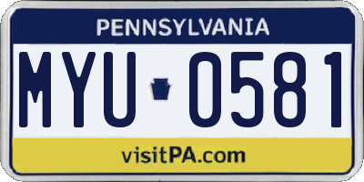 PA license plate MYU0581