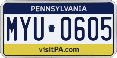 PA license plate MYU0605