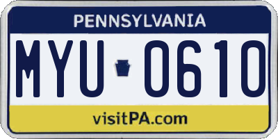 PA license plate MYU0610
