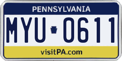 PA license plate MYU0611