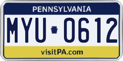 PA license plate MYU0612
