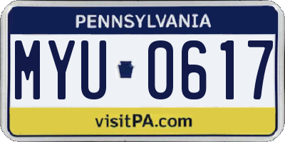 PA license plate MYU0617