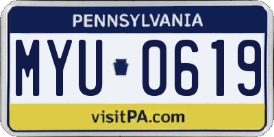 PA license plate MYU0619