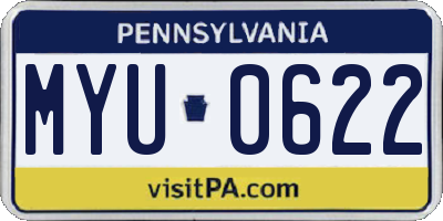 PA license plate MYU0622