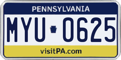 PA license plate MYU0625