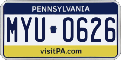 PA license plate MYU0626