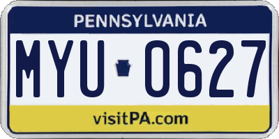 PA license plate MYU0627