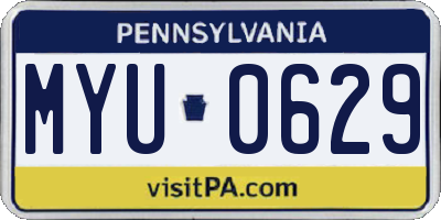PA license plate MYU0629