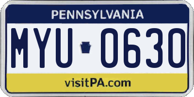 PA license plate MYU0630