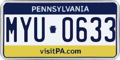 PA license plate MYU0633