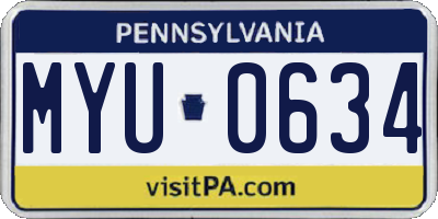 PA license plate MYU0634