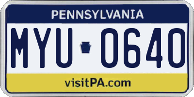 PA license plate MYU0640