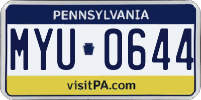 PA license plate MYU0644