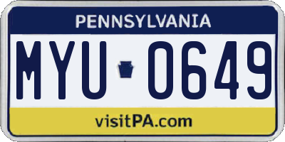 PA license plate MYU0649