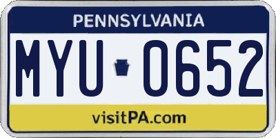 PA license plate MYU0652