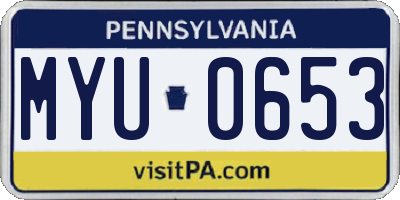 PA license plate MYU0653