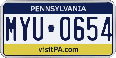 PA license plate MYU0654