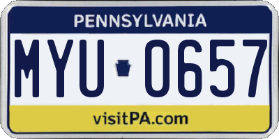 PA license plate MYU0657